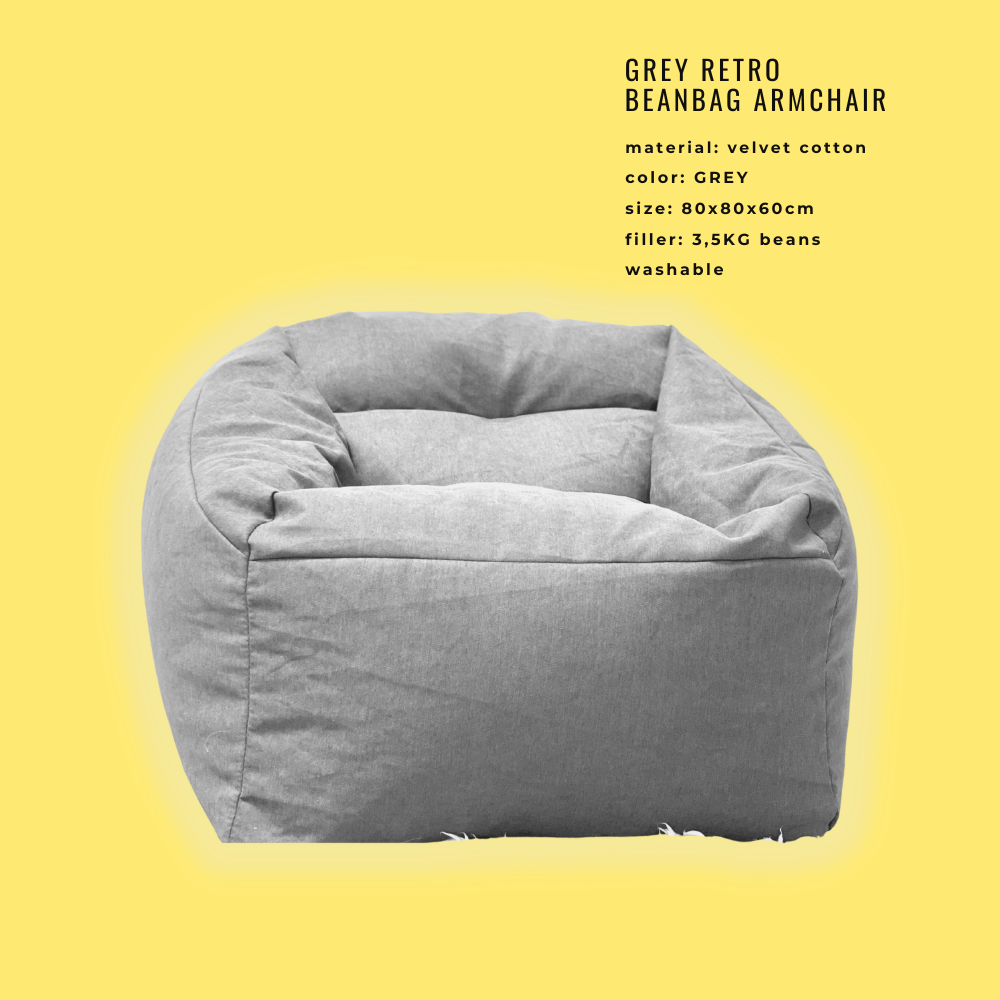 Round Arm-Chair Beanbag for Extra back support, WITH 3,5 KG FILLER –