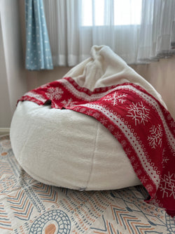 White Faux Fur Bean Bag Cover with Liner, NO Filler